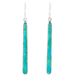 Turquoise Earrings 925 Sterling Silver & Genuine Gemstones (Choose Color) (Turquoise)