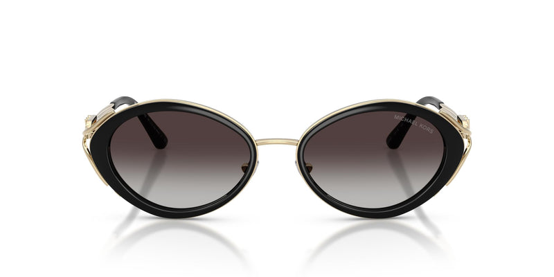 Michael Kors Womens MK1179 Key West Oval Sunglasses, Black/Light Grey Gradient Black, 53 mm