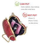 Load image into Gallery viewer, Twisted-chain heart mini clutch wrapped in rhinestones offers romantic glow for wedding ceremonies and date nights (Red)
