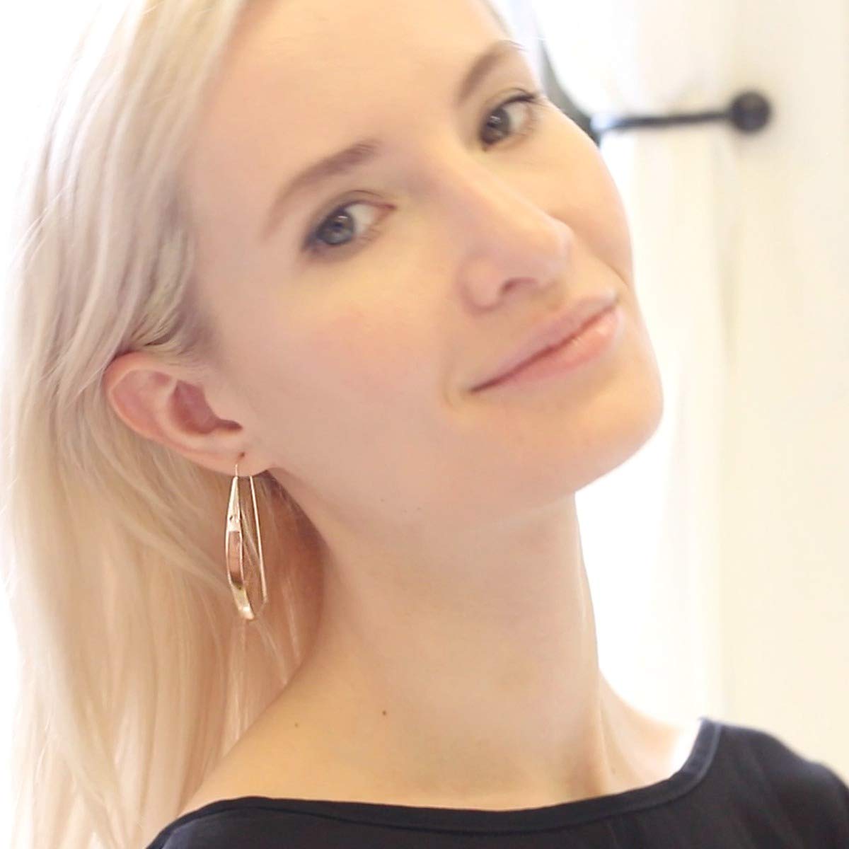 Gold Drop Earrings for Women - Plated 14K Gold Threader Earrings, Elegant Thread Teardrop Dangle, Dangling Long Trendy Large Pull Through Drops