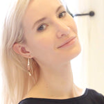 Load image into Gallery viewer, Gold Drop Earrings for Women - Plated 14K Gold Threader Earrings, Elegant Thread Teardrop Dangle, Dangling Long Trendy Large Pull Through Drops
