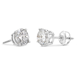 0.20-2.00 cttw Certified NATURAL Diamond Stud Earrings for Women 14 Karat Gold Earrings 4 Prong Setting with Screw Back Studs Fine Jewelry (white-gold, 0.20 cttw)