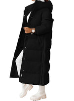 Load image into Gallery viewer, Grlasen Women Long Quilted Coat Winter Hooded Long Sleeve Button Down Puffer Padded Jacket
