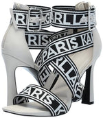 Load image into Gallery viewer, Karl Lagerfeld Paris Women's Careliz Everyday Strappy Sandal Heeled, Soft White, 9
