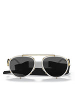 Load image into Gallery viewer, Versace VE 2232 147187 White Metal Aviator Sunglasses Grey Lens

