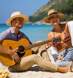 Load image into Gallery viewer, FURTALK Womens Mens Wide Brim Straw Panama Hat Fedora Summer Beach Sun Hat UPF Straw Hat for Women Khaki
