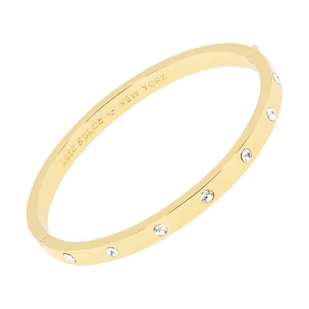 kate spade new york Set in Stone Metal Stone Hinged Bangle, Clear/Gold, One Size