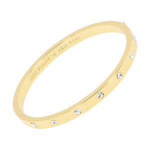 kate spade new york Set in Stone Metal Stone Hinged Bangle, Clear/Gold, One Size