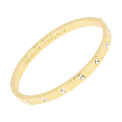kate spade new york Set in Stone Metal Stone Hinged Bangle, Clear/Gold, One Size