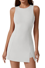 Load image into Gallery viewer, QINSEN Womens Sleeveless Athletic Dress Sleeveless Crew Neck Golf Dress with Mesh Shorts White M
