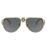 Load image into Gallery viewer, Versace VE 2225 100287 Gold Metal Aviator Sunglasses Grey Lens
