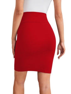 Sweet Hearts Mini Pencil Skirt for Women- Above Knee Silky Basic Bodycon Skirt Made in USA (Red, X-Small)