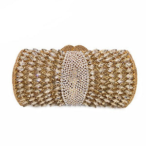 Boutique De FGG Sparkly Gold Crystal Clutch Purse for Women Evening Bags with Spikes Wedding Party Rhinestone Clutch Handbag,Mini