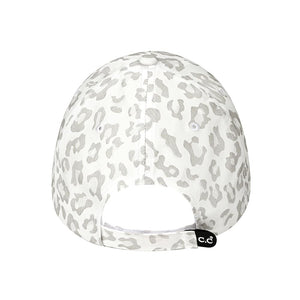C.C Leopard Pattern Baseball Cap for Women Unisex - Adjustable Stretch Fit Daily Hat Cap (White)