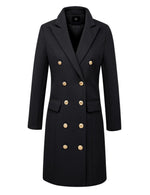 Load image into Gallery viewer, IDEALSANXUN Black Trench Coat Women Long Winter Coats Double Breasted Wool Coat Midi Length Blazer Jackets, Black, M

