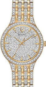 Load image into Gallery viewer, Bulova Ladies&#39; Crystal Phantom Gold Tone Stainless Steel 2-Hand Quartz Watch, 440 Crystals and Pave Dial Style: 98L263
