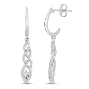 Amazon Essentials Women Sterling Silver Diamond Twist Pendant Necklace and Earrings Box Set (1/5 cttw), 18", (previously Amazon Collection)