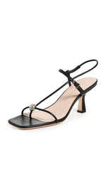 Load image into Gallery viewer, Loeffler Randall Women's Triana Strappy Mid-Heel Sandals with Ball, Black/Gold Crystal, 11 Medium US

