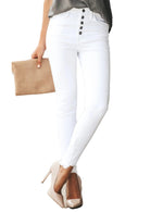 Load image into Gallery viewer, Allimy Women High Rise Stretch Jeans High Waist Ripped Distressed Ankle Skinny White Size 8
