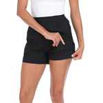 Load image into Gallery viewer, HDE High Waisted Linen Blend Pull On Dressy Summer Shorts for Women with Pockets Black - XL
