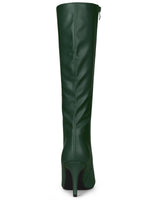 Load image into Gallery viewer, Allegra K Women&#39;s Pointed Toe Stiletto Heels Dark Green Knee High Boots 9 M US
