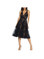 Load image into Gallery viewer, Dress the Population Women&#39;s Courtney Sleeveless Veiled Fit &amp; Flare Midi Dress -Blacknude, X-Large
