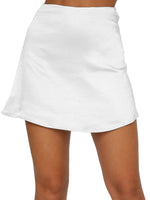 Load image into Gallery viewer, LYANER Women&#39;s Casual Satin Silk High Waist Zipper Mini Short Skirt Solid White#1 Small
