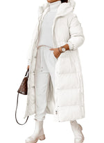 Load image into Gallery viewer, Grlasen Women Long Quilted Coat Winter Hooded Long Sleeve Button Down Puffer Padded Jacket
