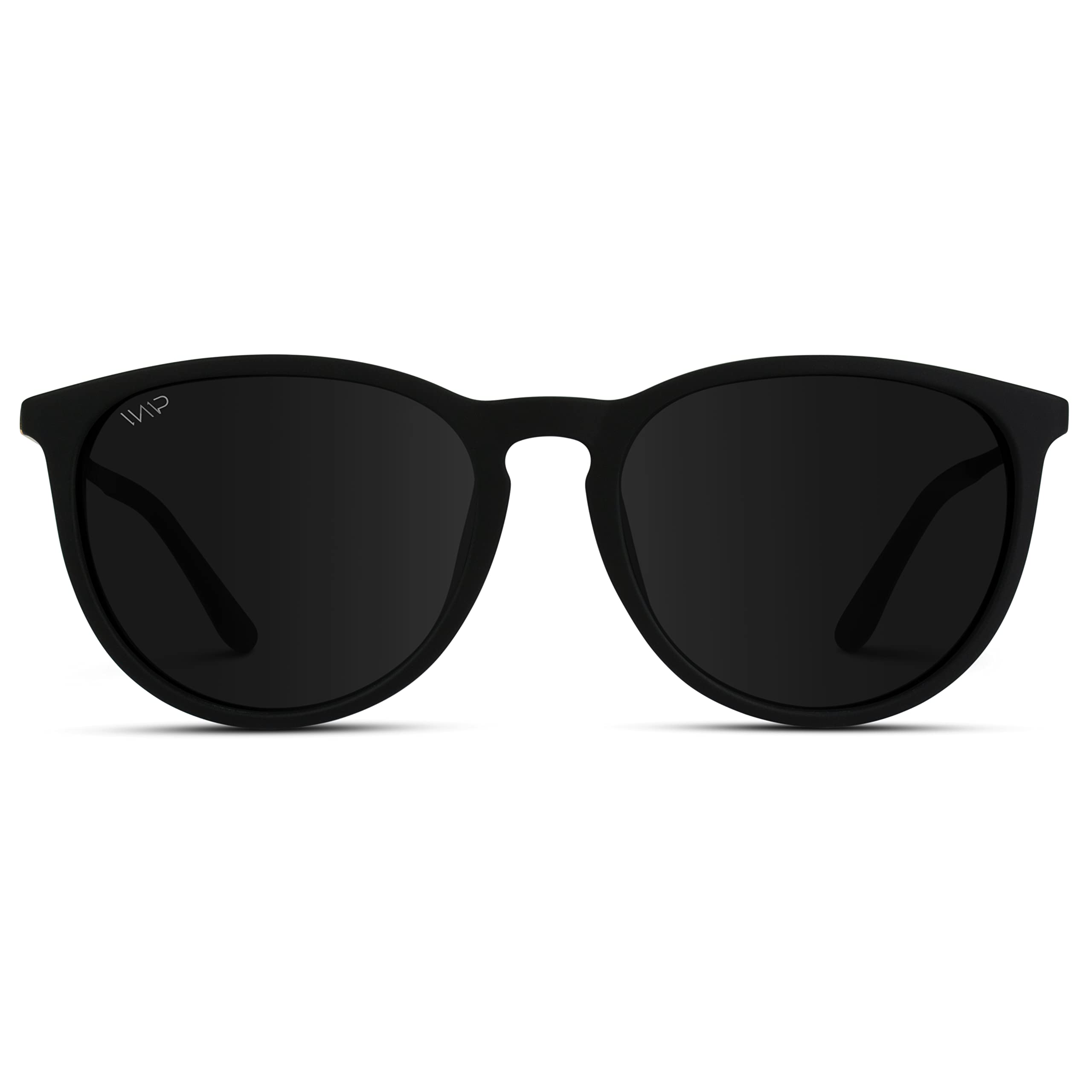 WearMe Pro Women's Round Sunglasses with Polarized UV Protection, Trendy Retro Designer Style (Gold Frame/Black Lens)