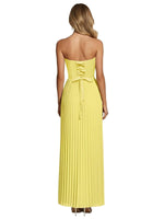 Load image into Gallery viewer, DJFLFU Strapless Bridesmaid Dress Pleated Chiffon Long Formal Prom Dress for Cocktail Party Gowns Light Blue
