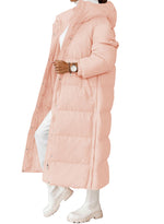 Load image into Gallery viewer, Grlasen Women Long Quilted Coat Winter Hooded Long Sleeve Button Down Puffer Padded Jacket
