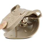 Load image into Gallery viewer, TYFLOVE Women Rivet Flip Flops Studded Jelly Thong Sandals with Bow Summer Bowtie Flat Beach Rain Shoes (Dark-Nude, numeric_9)
