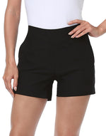 Load image into Gallery viewer, HDE Chino Shorts for Women 4" Inseam Elastic High Waisted Casual Summer Shorts Black - XL

