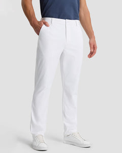 SNOWTEN Mens Golf Pants Classic Fit Stretch Work Dress Pants 32'' Quick Dry Lightweight Casual Comfy Pants with Pockets White 36w × 32L