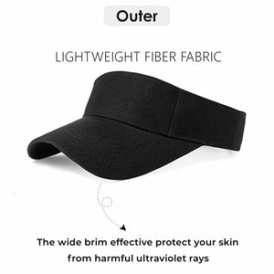 AZJ Sun Visor Hats for Women Men Adjustable UV Protection Outdoor Sports Golf Running Sun Caps (US, Numeric, 6 1/2, White,Black)