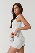 Load image into Gallery viewer, QINSEN Womens Sleeveless Athletic Dress Sleeveless Crew Neck Golf Dress with Mesh Shorts White M
