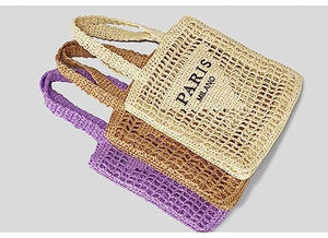 ABHONOR Hollow Crochet Woven Handbag Straw Woven Bag Straw Mesh Tote Bag For Women Woven Beach Shoulder Bag Pool Beach Bags (Beige)