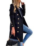 Load image into Gallery viewer, IDEALSANXUN Black Trench Coat Women Long Winter Coats Double Breasted Wool Coat Midi Length Blazer Jackets, Black, M
