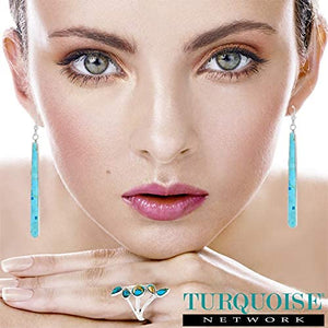 Turquoise Earrings 925 Sterling Silver & Genuine Gemstones (Choose Color) (Turquoise)