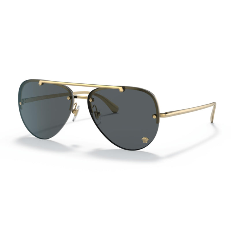 Versace VE2231 100287 60MM Gold/Dark Grey Pilot Sunglasses for Women +Bundle with Accessory Eyewear Kit
