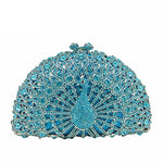 Load image into Gallery viewer, Boutique De FGG Peacock Clutch Bag Women Crystal Evening Handbags Bridal Wedding Rhinestone Clutch Purse Party Prom Bag,Mini,Light Blue
