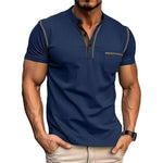 Load image into Gallery viewer, Men&#39;s Fashion Henley Shirt Classic Short/Long Sleeve Lightweight Button Cotton T-Shirt Casual Top Blue
