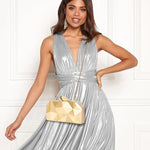 Load image into Gallery viewer, WIOLETA Geometric Evening Clutch - Metallic Gold Bags for Wedding, Party &amp; Formal Evening
