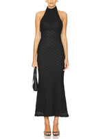Load image into Gallery viewer, JLCNCUE Women's Elegant Halter Neck Floral Lace Mermaid Maxi Dress Sleeveless Open Back Cocktail Wedding Guest Dress 399(Large,Black)
