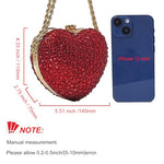 Load image into Gallery viewer, Twisted-chain heart mini clutch wrapped in rhinestones offers romantic glow for wedding ceremonies and date nights (Red)
