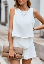 Load image into Gallery viewer, Dokotoo Womens Ladies Fashion 2024 Elegant Summer Casual Sexy Off Shoulder Halter Neck Ruffle Chiffon Sleeveless One Piece Short Romper Jumpsuits,White Large
