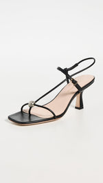 Load image into Gallery viewer, Loeffler Randall Women's Triana Strappy Mid-Heel Sandals with Ball, Black/Gold Crystal, 11 Medium US
