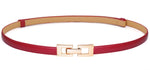 Load image into Gallery viewer, WULIQIUQIU Women's Skinny Belts Thin PU Leather Waist Belt with Gold Alloy Buckle for Dresses 100CM Red Fit Waist 24"-37"
