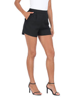 Load image into Gallery viewer, HDE High Waisted Linen Blend Pull On Dressy Summer Shorts for Women with Pockets Black - XL
