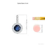Load image into Gallery viewer, Angara Natural 1 Ct Blue Sapphire and 0.27 Ct Diamond Halo Pendant Necklace for Women in 14K White Gold (Grade-AA | Size-6mm) | September Birthstone, Birthday, Anniversary Jewelry Gift For Women
